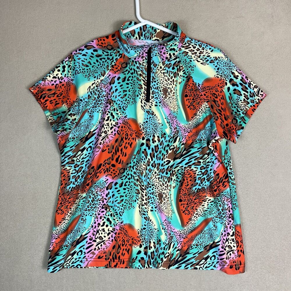 Tzu Tzu Top Womens XXL Multicolor 1/4 Zip Short‎ Sleeve Lightweight Golf Adult